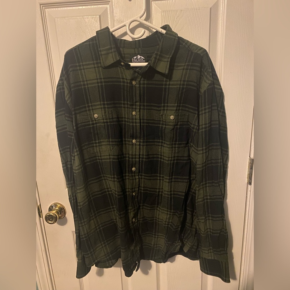 Green Plaid Button-Up Shirt